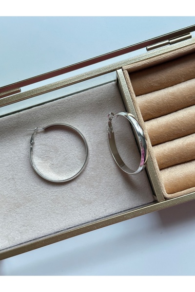 YOUES JEWELRY Kadın Halka Küpe Silver Gümüş Renk