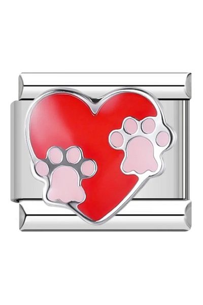 SiestaAccessories Italian Bracelet Charm - Heart Dog Paw