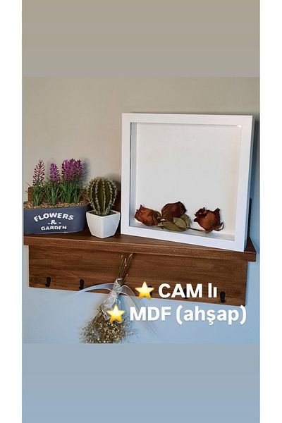 Sevcan sanat atölyesi 25×25×3 Memory Frame Flower Frame Glass Depth Frame