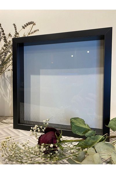 Sevcan sanat atölyesi 30x30x3 glass memory frame black memory memory rose box
