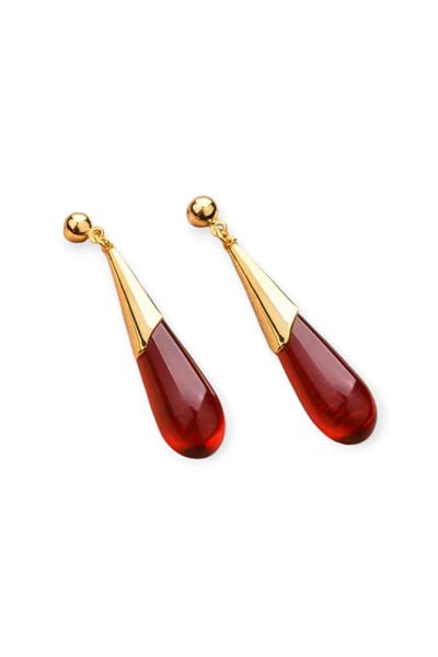 ARBABAG&ACCESSORY أقراط نسائية باللون الأحمر (الراتنج) مناسبة للاستخدام اليومي