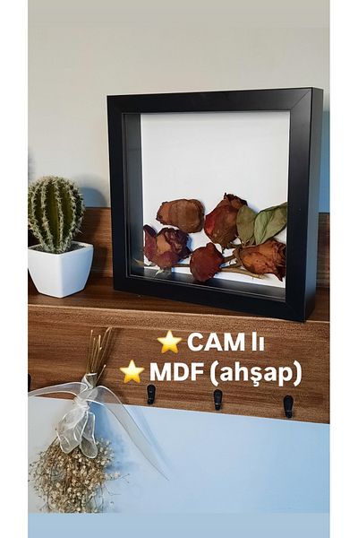 Sevcan sanat atölyesi 20×20×3 Memory Frame Flower Frame Glass Depth Frame