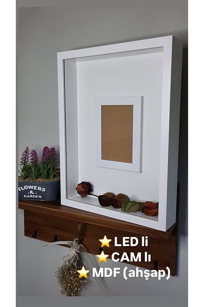 Sevcan sanat atölyesi 30X40X5 Memory Box with Photo Compartment Souvenir Promise Engagement Flower Frame Rose Box