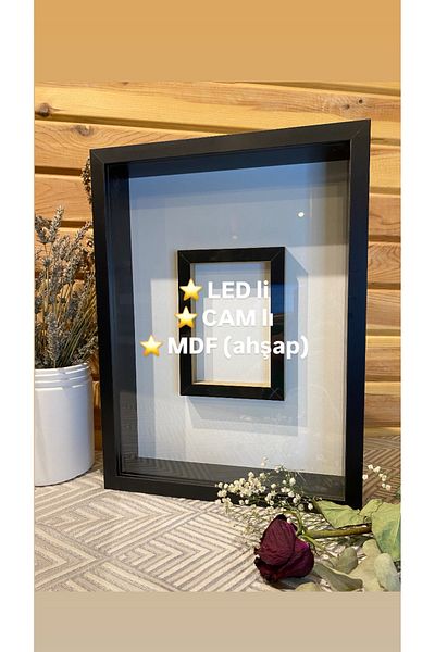 Sevcan sanat atölyesi 30x40x3 photo compartment with glass deep flower frame promise engagement flower box