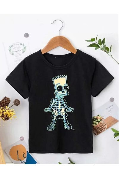New Shine Παιδικό μπλουζάκι με κοντό μανίκι Crew Neck - Μαύρο