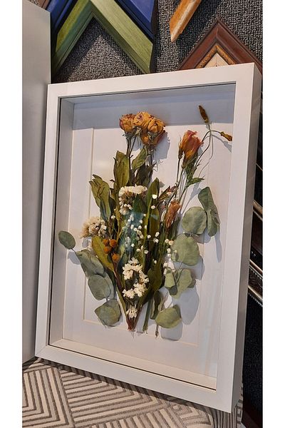Sevcan sanat atölyesi 30x40x3 cutie de trandafiri cu ramă de flori cu sticlă simplă adâncime