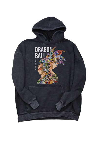 Fuddy Moda Hanorac unisex lavabil cu glugă supradimensionat Dragon Ball