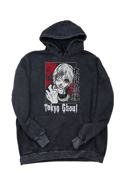 Fuddy Moda Hanorac unisex oversize Tokyo Ghoul - Hanorac anime cu imprimeu Ka...