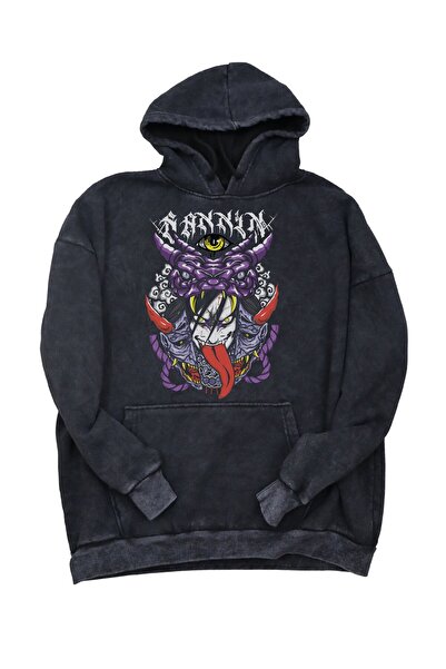 Fuddy Moda Hanorac oversize unisex cu glugă - imprimeu Orochimaru, hanorac re...