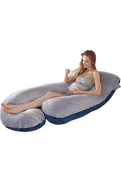 COOYA G-Shaped Pregnancy Pillow with Removable Cover, Comfortable Slumber, Gift for Pregnancy, Grey