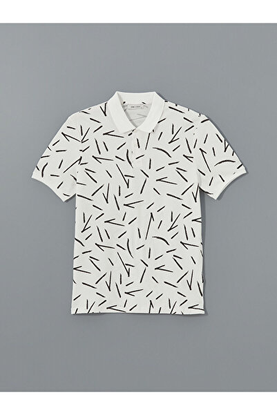 LC Waikiki Lcw Vision Ecru Polo Neck Short Sleeve Patterned Pique Men's T-Shirt