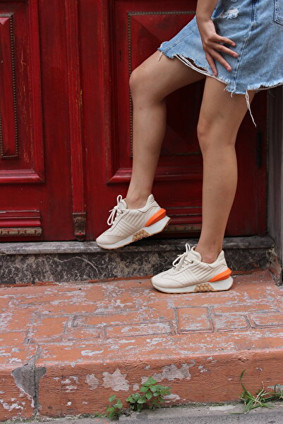 Enodia WRAP BEJ GERÇEK DERİ SNEAKER