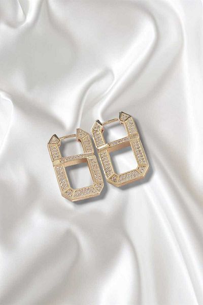 REBORN DESIGN Vip Series Brass Gold Color Zircon Stone Serenay Earrings
