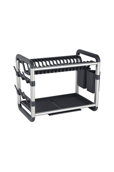 ROYALFORD 2 Layer Aluminum Dish Rack Rf12178 Rust-proof Hassle-free Finish (48.5X26.5X34CM BOX SIZE)