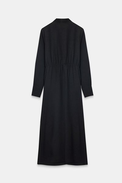 Setre Rochie neagră cu mânecă lungă, cu mânecă lungă, cu detaliu de gât