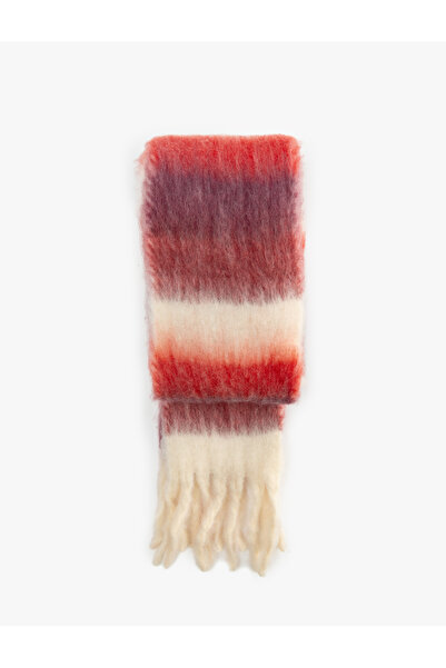 Koton Color Blocked Tassel Detailed Soft Textured Long Scarf