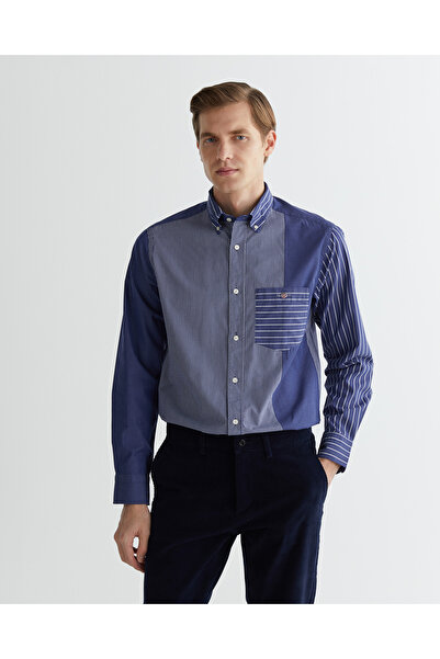 Gant Erkek Lacivert Regular Fit Çizgili Gömlek