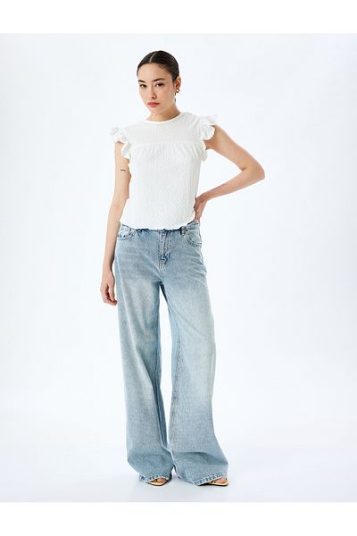 Koton Ruffle Detailed Sleeveless Crew Neck T-Shirt Bürümcük