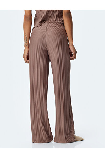 Koton Beli Bağlamalı Rahat Kalıp Bol Paça Piliseli Pantolon