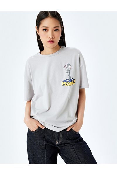 Koton Bugs Bunny Licensed Oversize T-Shirt with Printed Back