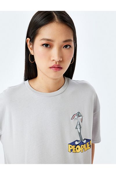 Koton Bugs Bunny Licensed Oversize T-Shirt with Printed Back