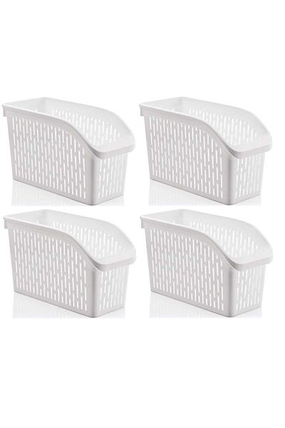 Fevito White Fridge Basket - In-Cabinet Organizer, 4 Pieces, 30X16X17