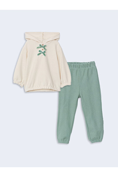 LC Waikiki Hooded Girls' Sweatshirt and Sweatpants Bottom Set of 2