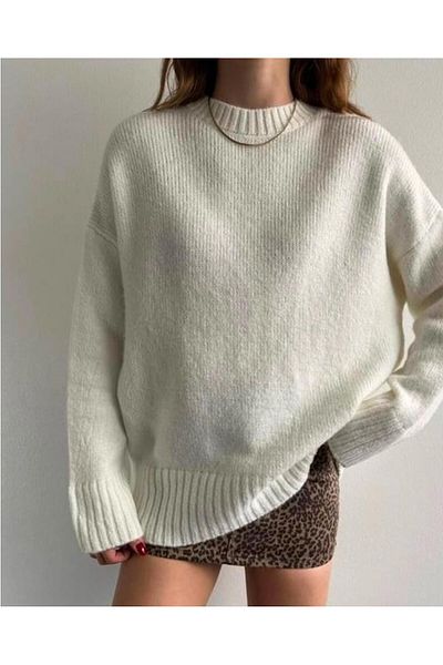 ribana Pulover de tricotaj oversize cu decolteu