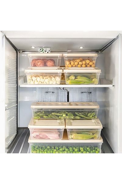 EsmoHome 1200 ml Freezer and Microwave Food Storage Containers - Set of 4 (Anthracite & Cream)