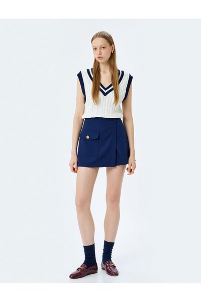 Koton Sleeveless V-Neck Ribbed Hair Knitted Knitwear Sweater