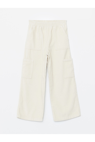 LC Waikiki Velvet Girl's Cargo Pants with Elastic Waist