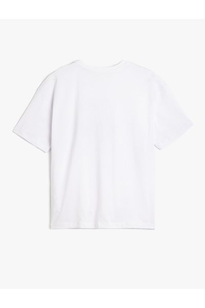 Koton Tricou alb pentru femei, cu mânecă scurtă, cu gât crew, 5sak50128ek