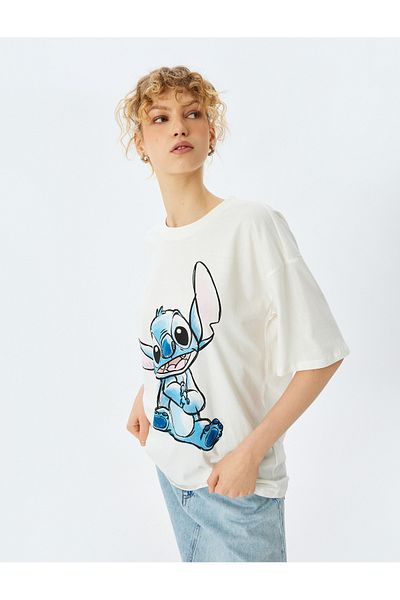 Koton Stitch Licensed Printed Oversize Short Sleeve T-Shirt