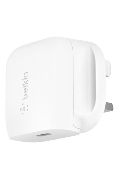 Belkin شاحن حائط 20 وات PD PPS USBC قابس المملكة المتحدة أبيض