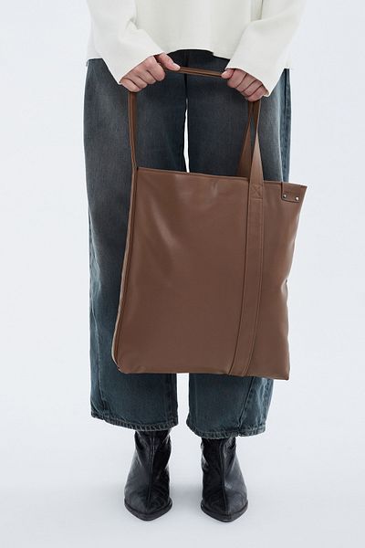 Nordbron Camel Women - 6,6 L Faux Leather Casual Hasle, απλή τσάντα ώμου με εσωτερική τσέπη και χοντρό λουράκι