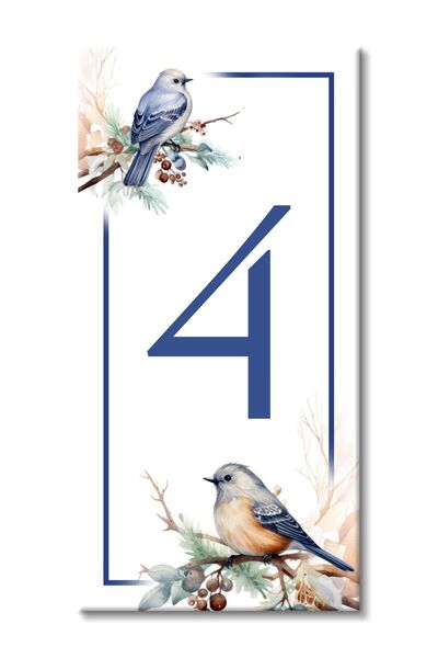 MODA CERO Kuş ve Bahar Temalı Seramik Kapı Numarası No:4