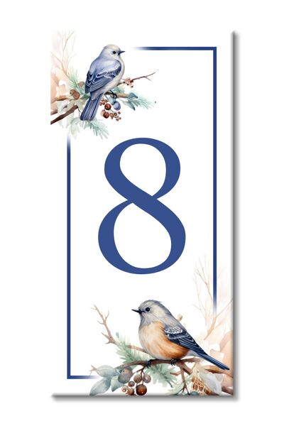 MODA CERO Kuş ve Bahar Temalı Seramik Kapı Numarası No:8