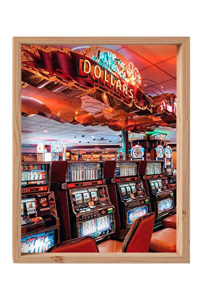 Jeronkarji Las Vegas'taki slot makineleri Ahşap Tablo Çerçeveli Tatil Gezi He...