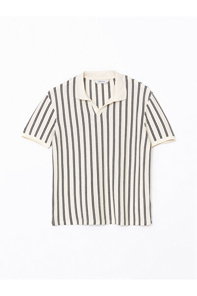 LC Waikiki Nevavm with a Difference Polo Collar Short Sleeve Striped Men's T-...