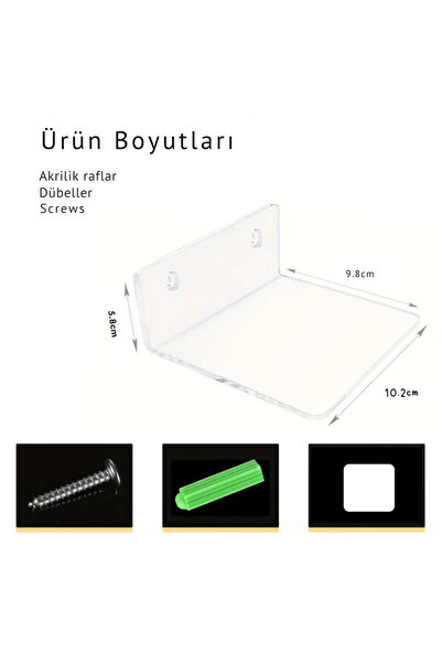 Pleksi Marketi Ev Dekoru İçin Şeffaf Mini Raf Seti – 4'lü Akrilik Düzenleyici