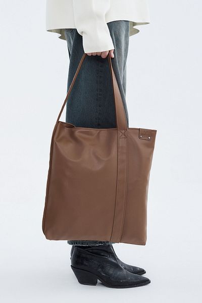 Nordbron Camel Women - 6,6 L Faux Leather Casual Hasle, απλή τσάντα ώμου με εσωτερική τσέπη και χοντρό λουράκι