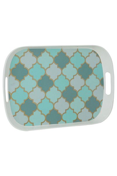Alsaif Gallery Seif Gallery Melamine Tray with White Edges, 42 x 29 x 3 cm, Rectangular - Green