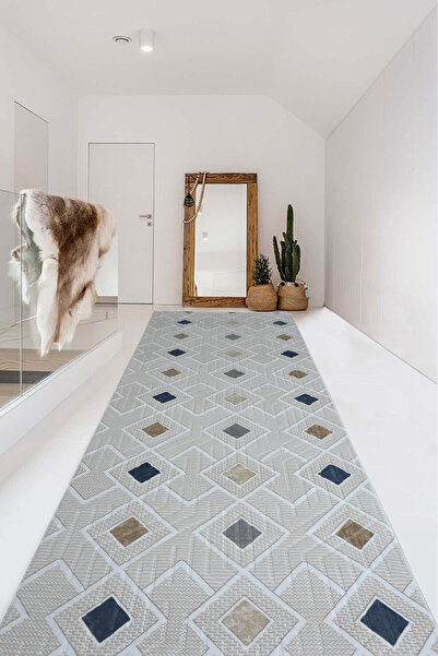 Babil Home Non-Slip Base Cutting Runner Living Room Hallway Kitchen Carpet Ymr5031 Cream