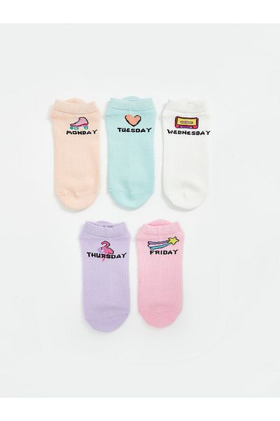 LC Waikiki Set of 5 Patterned Girls' Booties Socks