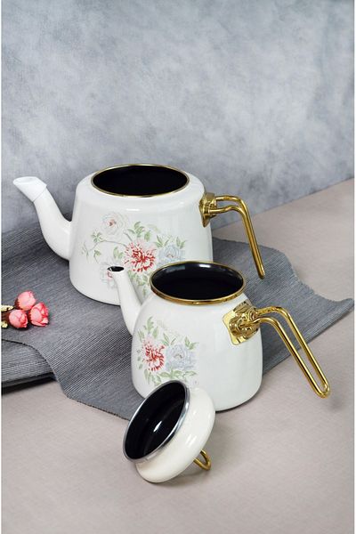 Bayev Retro Clodia Floral Patterned Teapot - Enamel 201342