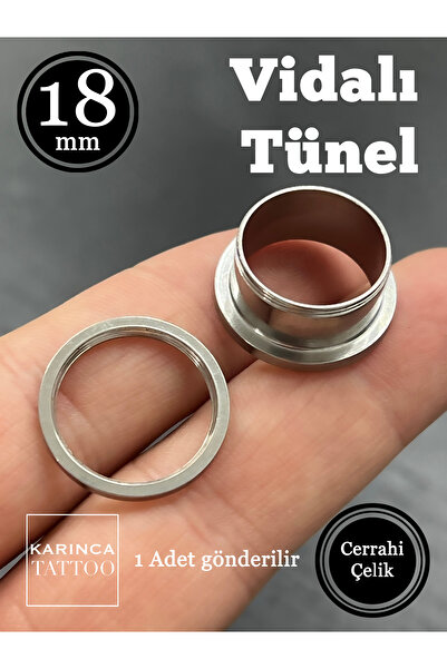 Karınca Piercing 18 mm Tünel Piercing Büyük Kulak Cerrahi Çelik Ear Tunnel Pl...