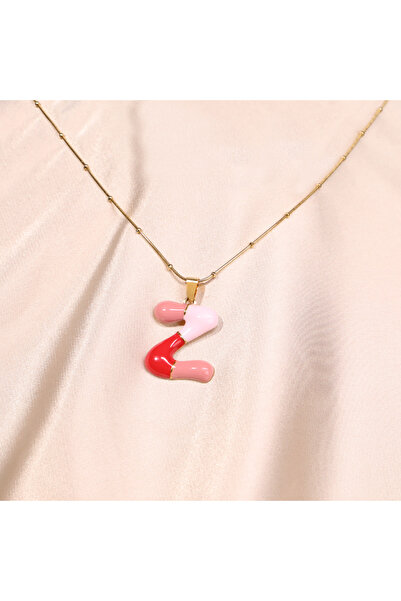 FOURSOLOS قلادة نسائية من الفولاذ، قلادة بحروف ذهبية اللون، تفاصيل خرز صغير، ...