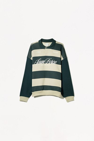 Bershka Varsity sports polo sweatshirt