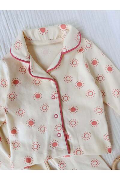 NUNU BABY Pink Pajama Set with Sun Pattern
