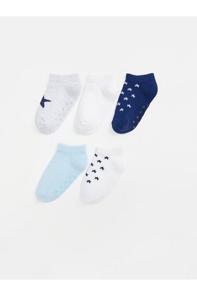 LC Waikiki Set of 5 Printed Booties Socks for Baby Boy
